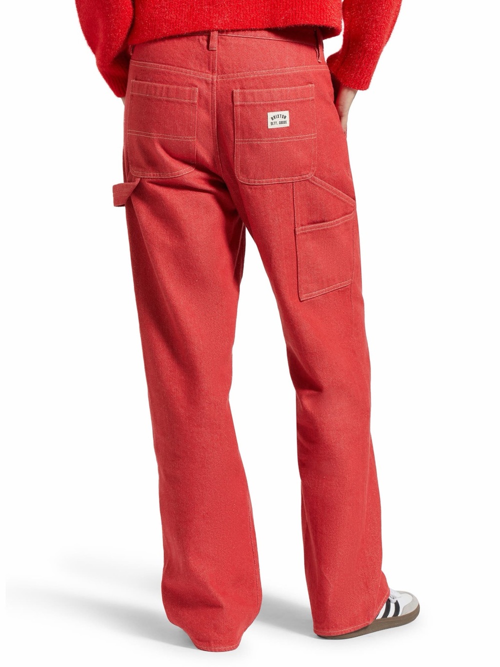 Brixton Essex Wide Leg Mars Red Painter Carpenter 100% Cotton Pants Size 24
